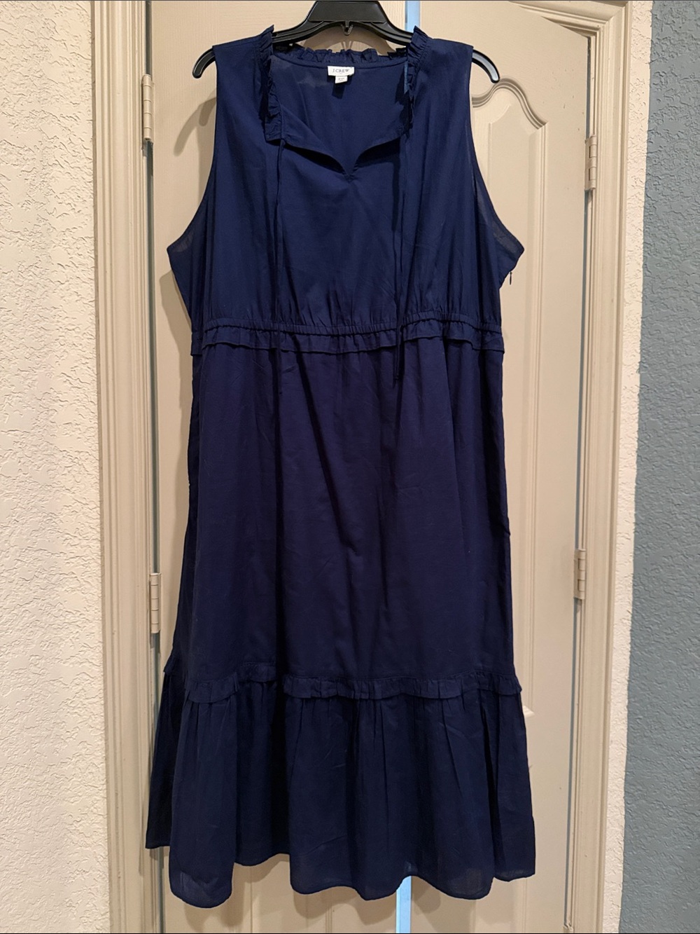 Women’s Navy Sleeveless Ruffle-Trim Sundress